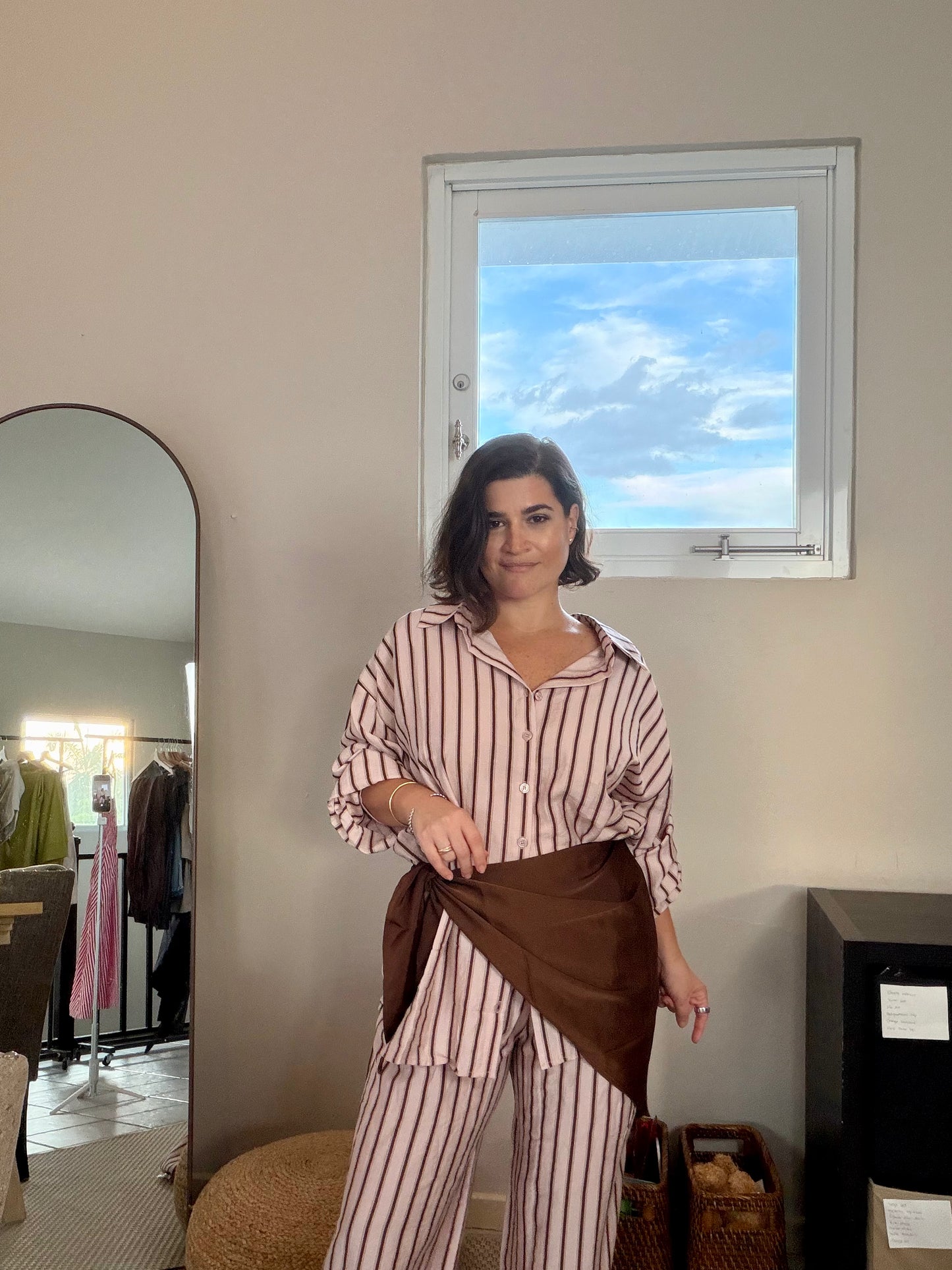 shirt and pant set with scarf